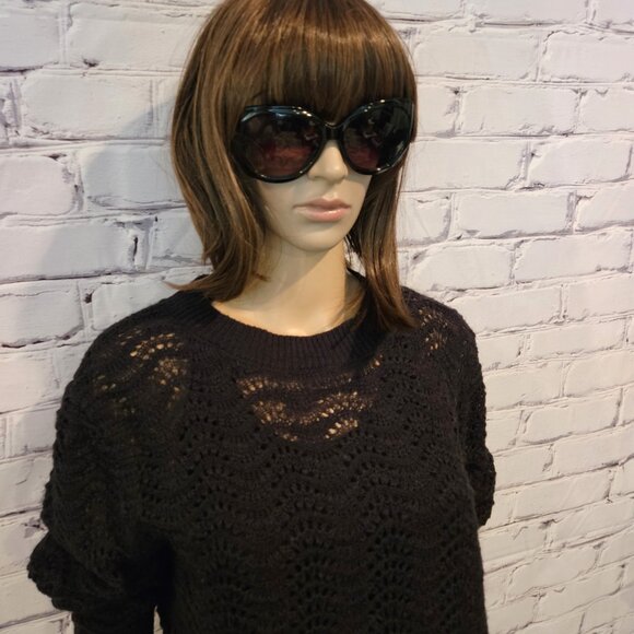 MANGO, Black open knit pullover sweater - Picture 7 of 12